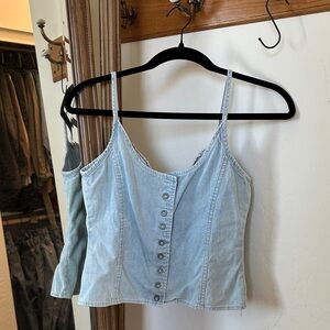Light Blue Denim Button-Up Women's Top